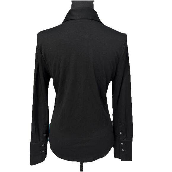 BANANA REPUBLIC NWOT ESSENTIAL LONG-SLEEVE POLO IN BLACK-SIZE SMALL - Picture 7 of 9